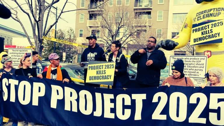 Project 2025 Heritage Foundation protest